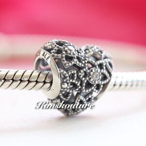 Pandora Sterling Silver Blooming Heart Clear CZ Bead 796264CZ